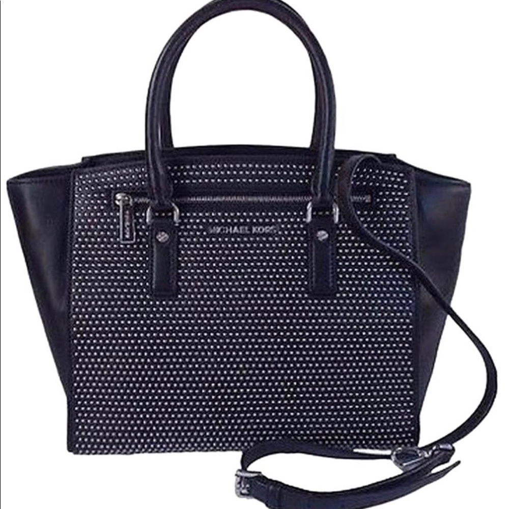 🔴Michael Kors Selma Micro-Stud Leather Satchel